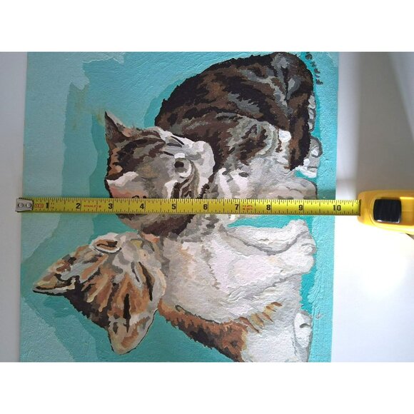 Vintage Hand Painted Oil Painting Of Two Kittens On Board Artist Fran Sullivan - Picture 10 of 10